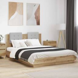 Berkfield Home Bed Frame with Headboard Artisan Oak 160 x 200 cm in Brown
