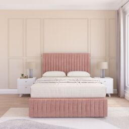 "Sloomy Madison Divan Bed Base No Drawers 12"" Footboard & 26"" Struts Headboard in Pink - Size: Double" - thumbnail 2