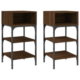 Berkfield Home Bedside Tables 2 pcs Brown Oak 35x34.5x70 cm Engineered Wood - thumbnail 2