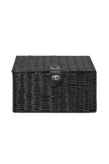 Arpan Resin Woven Hamper Storage Basket Boxes in Black - Size: Medium - image 1