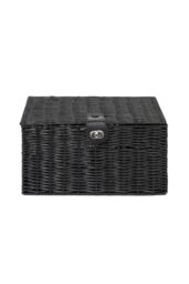 Arpan Resin Woven Hamper Storage Basket Boxes in Black - Size: Medium