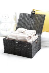 Arpan Resin Woven Hamper Storage Basket Boxes in Black - Size: Medium - thumbnail 2