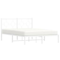 Berkfield Home Metal Bed Frame without Mattress with Headboard White 140x200cm - Size: 140x200 cm - thumbnail 4