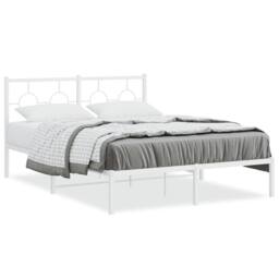 Berkfield Home Metal Bed Frame without Mattress with Headboard White 140x200cm - Size: 140x200 cm - thumbnail 2