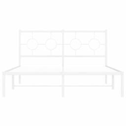 Berkfield Home Metal Bed Frame without Mattress with Headboard White 140x200cm - Size: 140x200 cm - thumbnail 5