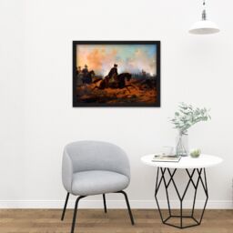 "Artery8 Wall Art Print Bellange Napoleon Charging Battle Waterloo Painting Large Framed Wall Décor Art in Black - Size: W18"" x H24""" - thumbnail 2