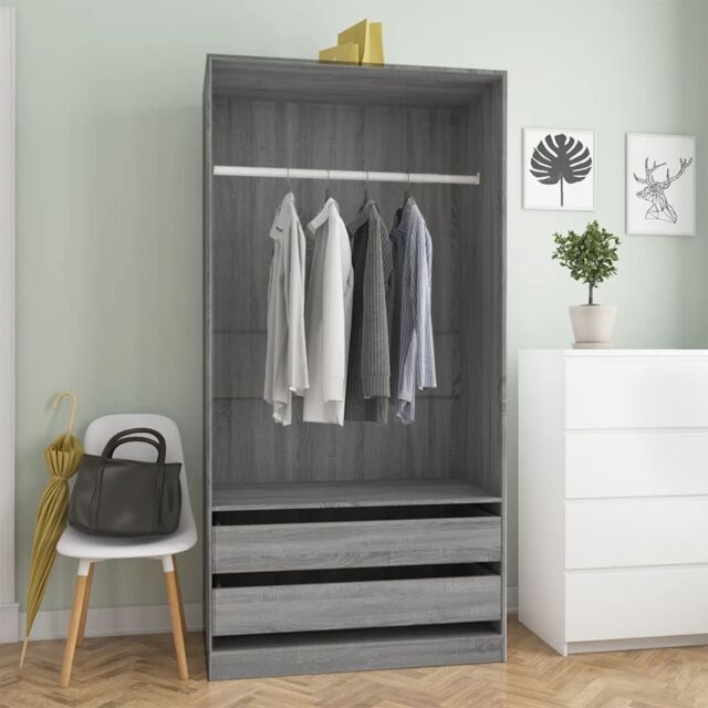 Berkfield Home Wardrobe Grey Sonoma 100x50x200 cm Engineered Wood - Size: 100 x 50 x 200 cm - image 1
