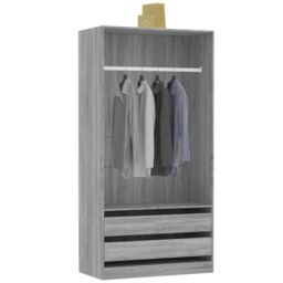 Berkfield Home Wardrobe Grey Sonoma 100x50x200 cm Engineered Wood - Size: 100 x 50 x 200 cm - thumbnail 3