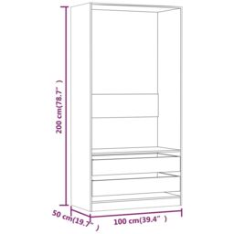 Berkfield Home Wardrobe Grey Sonoma 100x50x200 cm Engineered Wood - Size: 100 x 50 x 200 cm - thumbnail 6