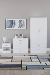HD Designs Riano 3 Piece Bedroom Set with 4 Drawer Chest & Wardrobe in White - thumbnail 2