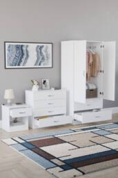HD Designs Riano 3 Piece Bedroom Set with 4 Drawer Chest & Wardrobe in White - thumbnail 7