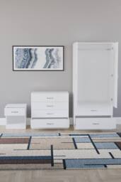 HD Designs Riano 3 Piece Bedroom Set with 4 Drawer Chest & Wardrobe in White - thumbnail 5