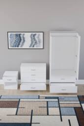 HD Designs Riano 3 Piece Bedroom Set with 4 Drawer Chest & Wardrobe in White - thumbnail 6