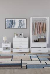 HD Designs Riano 3 Piece Bedroom Set with 4 Drawer Chest & Wardrobe in White - thumbnail 8