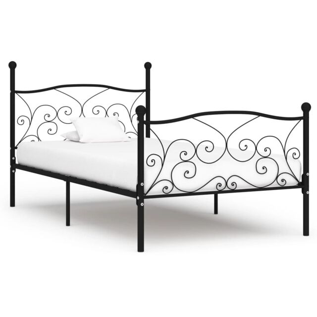 Berkfield Home Bed Frame with Slatted Base Black Metal 90x200 cm - image 1