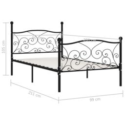 Berkfield Home Bed Frame with Slatted Base Black Metal 90x200 cm - thumbnail 5