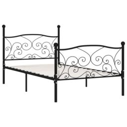 Berkfield Home Bed Frame with Slatted Base Black Metal 90x200 cm - thumbnail 2