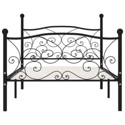 Berkfield Home Bed Frame with Slatted Base Black Metal 90x200 cm - thumbnail 3