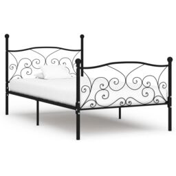 Berkfield Home Bed Frame with Slatted Base Black Metal 90x200 cm - thumbnail 1