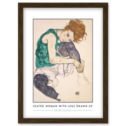 Artery8 Egon Schiele Seated Woman With Legs Drawn Up Expressionist Painting Artwork Framed Wall Art Print A4 in Brown - thumbnail 1