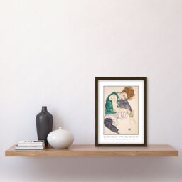 Artery8 Egon Schiele Seated Woman With Legs Drawn Up Expressionist Painting Artwork Framed Wall Art Print A4 in Brown - thumbnail 2