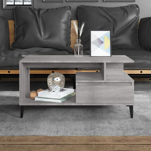 Berkfield Home Coffee Table Grey Sonoma 90x49x45 cm Engineered Wood - Size: 90 x 49 x 45 cm - image 1