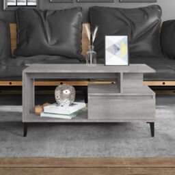 Berkfield Home Coffee Table Grey Sonoma 90x49x45 cm Engineered Wood - Size: 90 x 49 x 45 cm - thumbnail 1