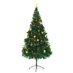 Berkfield Home Stylish Artificial Pre-lit Christmas Tree with Baubles Green 210 cm - thumbnail 3