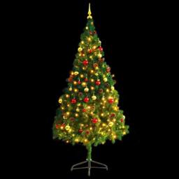 Berkfield Home Stylish Artificial Pre-lit Christmas Tree with Baubles Green 210 cm - thumbnail 4