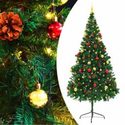 Berkfield Home Stylish Artificial Pre-lit Christmas Tree with Baubles Green 210 cm - thumbnail 2