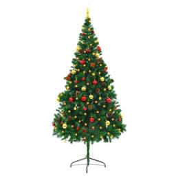 Berkfield Home Stylish Artificial Pre-lit Christmas Tree with Baubles Green 210 cm