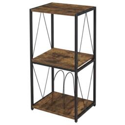 Levede Record Player Stand, Side Table with Vinyl Storage, 3-Tier, Wood, Brown - thumbnail 2