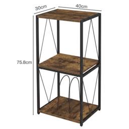 Levede Record Player Stand, Side Table with Vinyl Storage, 3-Tier, Wood, Brown - thumbnail 4