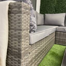Modish Furnishing Sydney 5 Seater Grey Corner Rattan Sofa Set with Ice Bucket - thumbnail 2