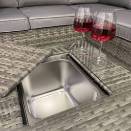 Modish Furnishing Sydney 5 Seater Grey Corner Rattan Sofa Set with Ice Bucket - thumbnail 4