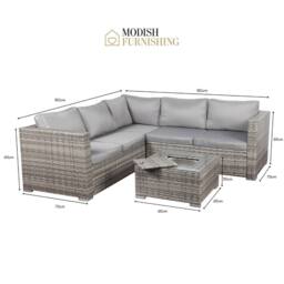 Modish Furnishing Sydney 5 Seater Grey Corner Rattan Sofa Set with Ice Bucket - thumbnail 7