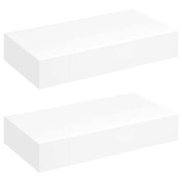 Berkfield Home Modern Floating Wall Shelves with Drawers 2 pcs White 48 cm - thumbnail 3