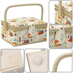 EONLION Fabric Sewing Box Basket Extra Large Design Storage - Size: 500mm - thumbnail 3