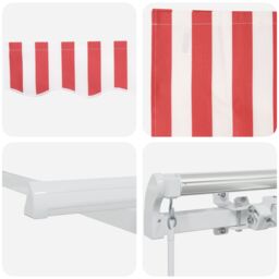 Berkfield Home Manual Retractable Awning Red & White Stripe 450x350 cm - thumbnail 8