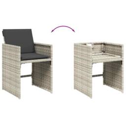 Berkfield Home 7 Piece Garden Dining Set with Cushions Light Grey Poly Rattan - thumbnail 6