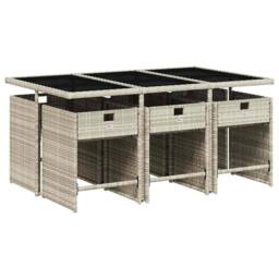 Berkfield Home 7 Piece Garden Dining Set with Cushions Light Grey Poly Rattan - thumbnail 3