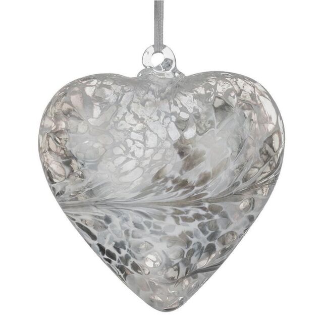 Sienna Glass 8cm Friendship Heart Pastel Silver - image 1