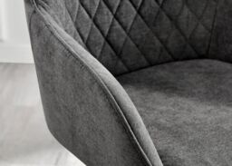 FurnitureboxUK Set of 2 Falun Deep Padded Dining Chairs Upholstered in Soft & Durable Fabric With Black Legs in Dark Grey - thumbnail 6