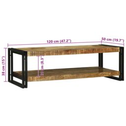 Berkfield Home Coffee Table 120x50x38 cm Solid Wood Rough Mango in Brown - Size: 120 x 50 x 38 cm - thumbnail 9