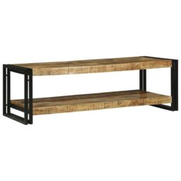 Berkfield Home Coffee Table 120x50x38 cm Solid Wood Rough Mango in Brown - Size: 120 x 50 x 38 cm - thumbnail 2