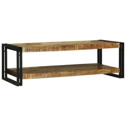 Berkfield Home Coffee Table 120x50x38 cm Solid Wood Rough Mango in Brown - Size: 120 x 50 x 38 cm - thumbnail 5