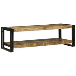 Berkfield Home Coffee Table 120x50x38 cm Solid Wood Rough Mango in Brown - Size: 120 x 50 x 38 cm - thumbnail 1