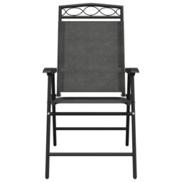 Berkfield Home Folding Garden Chairs 8 pcs Melange Grey Steel & Textilene - thumbnail 5