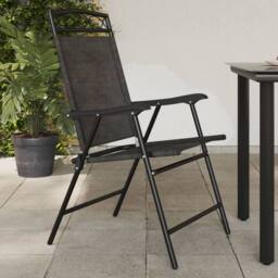 Berkfield Home Folding Garden Chairs 8 pcs Melange Grey Steel & Textilene - thumbnail 2
