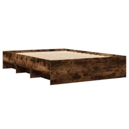 Berkfield Home Bed Frame without Mattress Smoked Oak 120x190 cm Small Double Engineered Wood in Brown - thumbnail 4